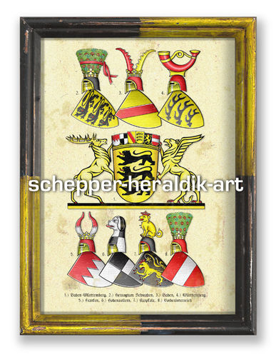 Baden-Württemberg Wappengrafik gerahmt